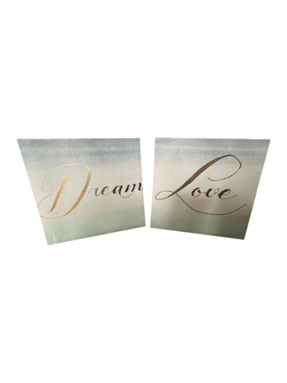 Blue Gold Dream Love Canvas Art Set